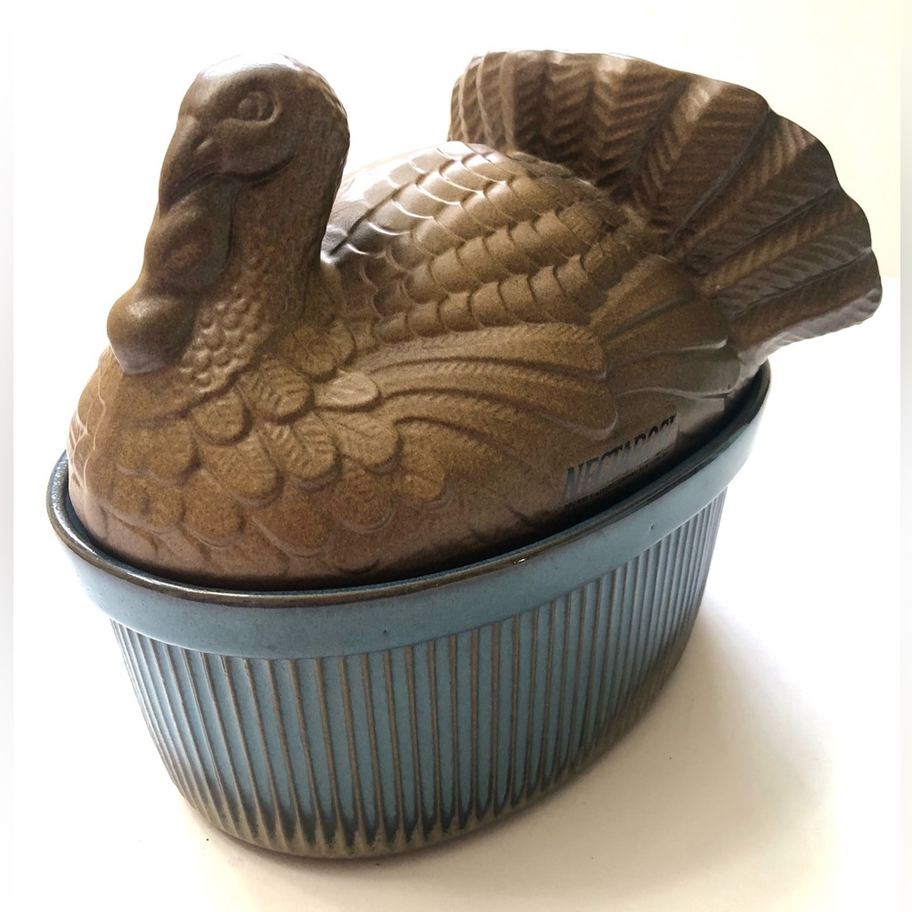 VINTAGE Nectarose Treasure Craft 2qt Thanksgiving Baker With Turkey Lid